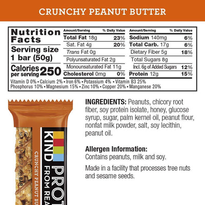 KIND Protein Bars, Crunchy Peanut Butter, Gluten Free, 12g Protein,1.76oz, 24 count - Infinus Home Supplies