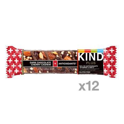 KIND Bars, Dark Chocolate Cherry Cashew + Antioxidants, Gluten Free, 1.4oz, 12 Count - Infinus Home Supplies