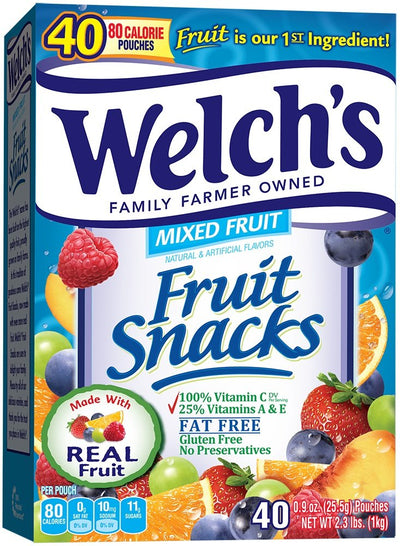 WELCH'S Mixed Fruit Snacks, 0.9 Ounce, 40 Count - Infinus Home Supplies