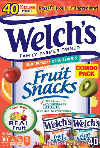 WELCH'S Fruit Punch and Island Snacks, 0.9 Ounce, 40 Count - Infinus Home Supplies