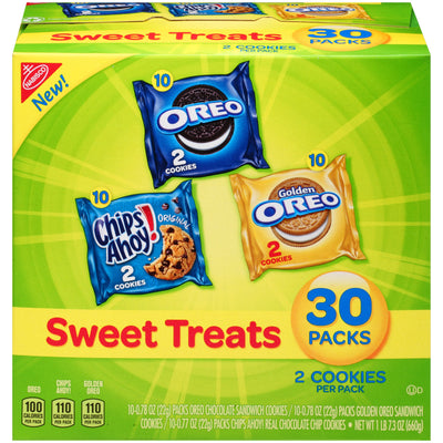 Nabisco Cookies Sweet Treats Variety Pack Cookies - with Oreo, Chips Ahoy, & Golden Oreo - 30 Snack Packs - Infinus Home Supplies