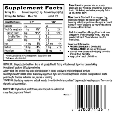 Metamucil Multi-Health Psyllium Fiber Supplement Sugar-Free Powder, Orange Flavored, 180 Servings - Infinus Home Supplies