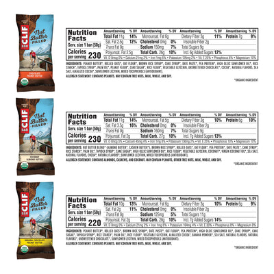 CLIF Nut Butter Filled - Organic Energy Bar - Variety Pack - (1.76 Ounce Protein Snack Bar, 12 Count) - Infinus Home Supplies