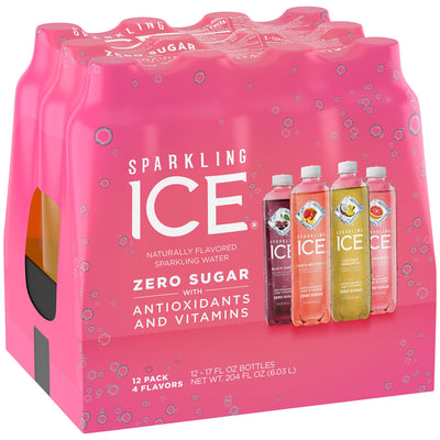 Sparkling Ice Variety Pack, 17 Fl Oz, 12Count (Black Cherry, Peach Nectarine, Coconut Pineapple, Pink Grapefruit) - Infinus Home Supplies